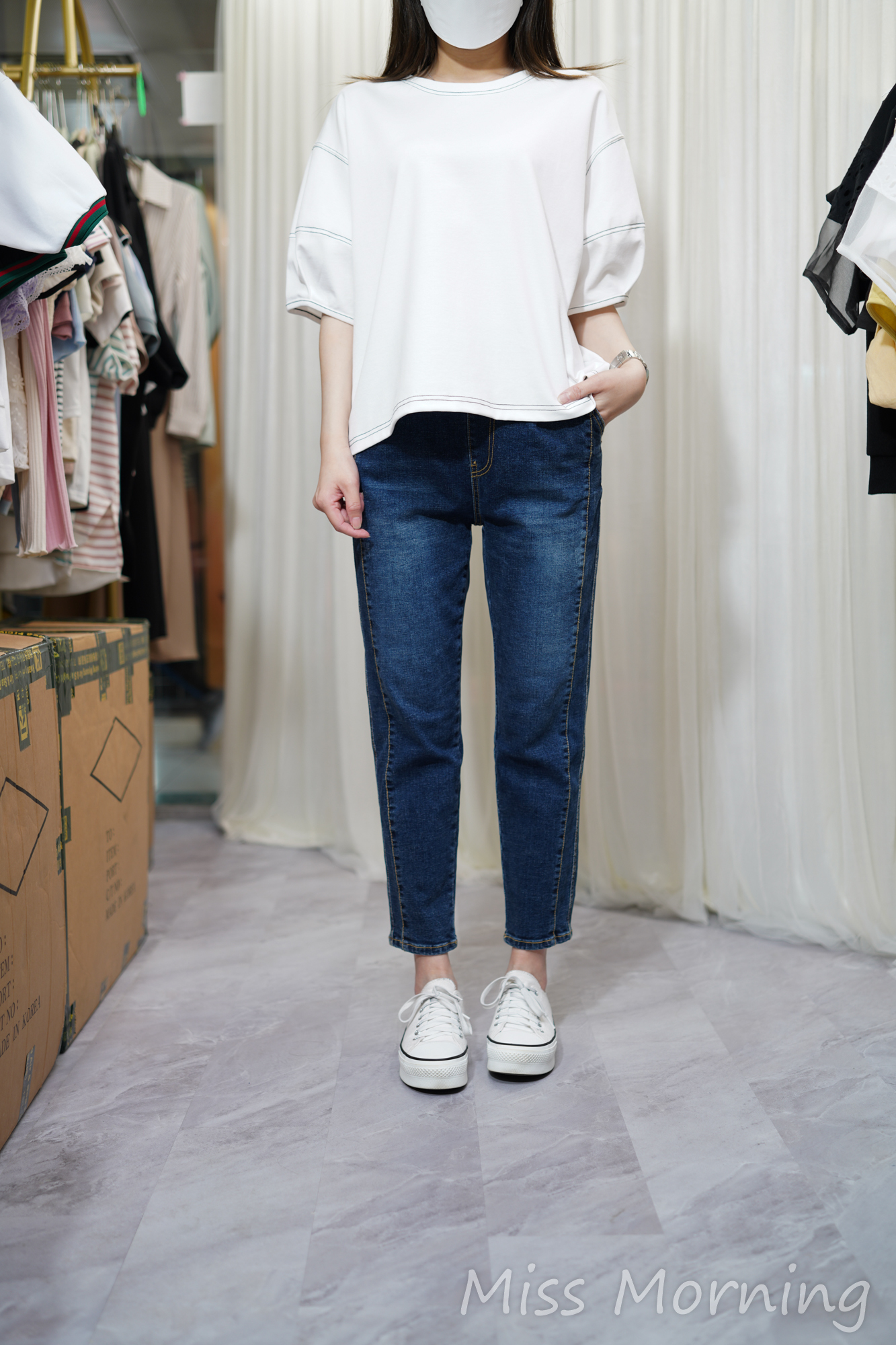 明線款上衣(13792)&靚cut顯瘦boy牛仔褲(33722)