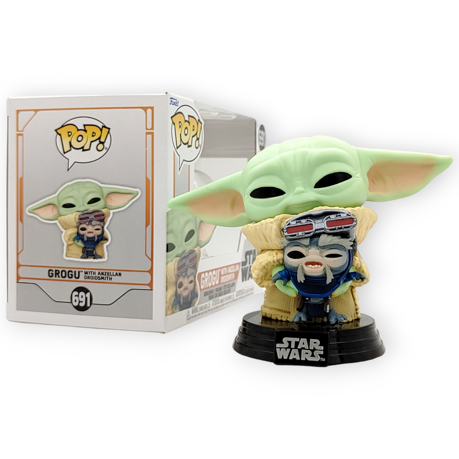 FUNKO POP<星球大戰-曼達洛人>尤達BB格羅古與Anzellan Droidsmith-No.691