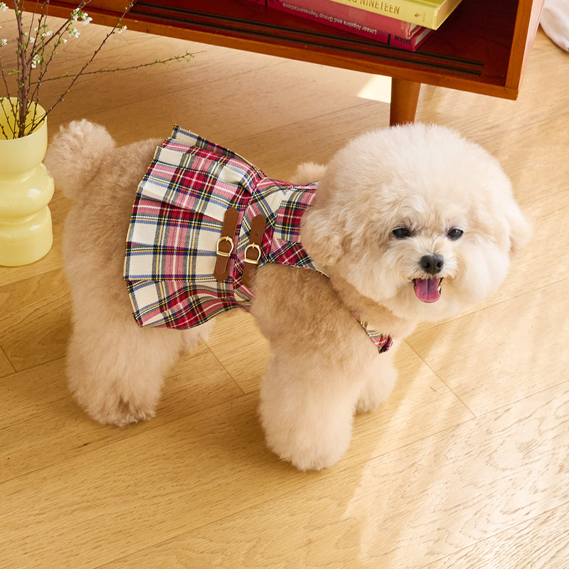 預科生 學院風-Briton格紋洋裝-Red紅格  It’s sunny outside