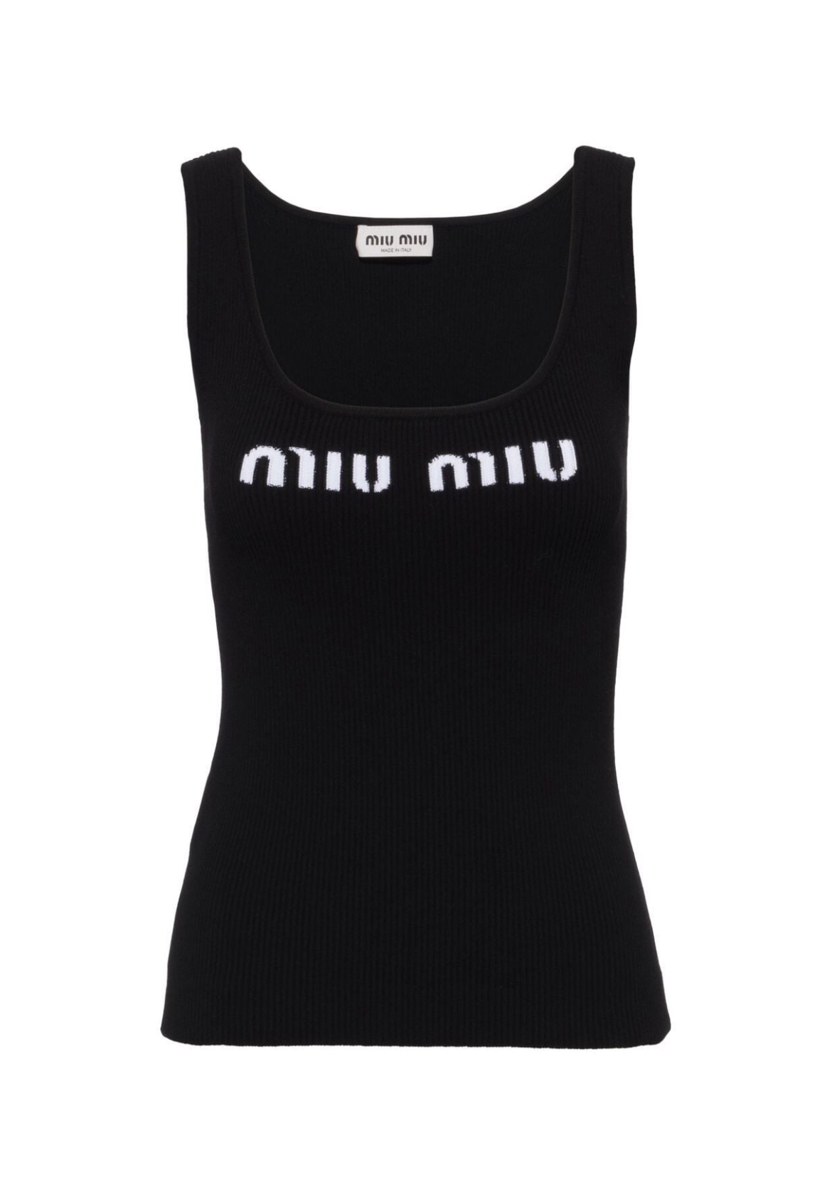 ミミタロ Miu Miu logo knit ribbed tank top