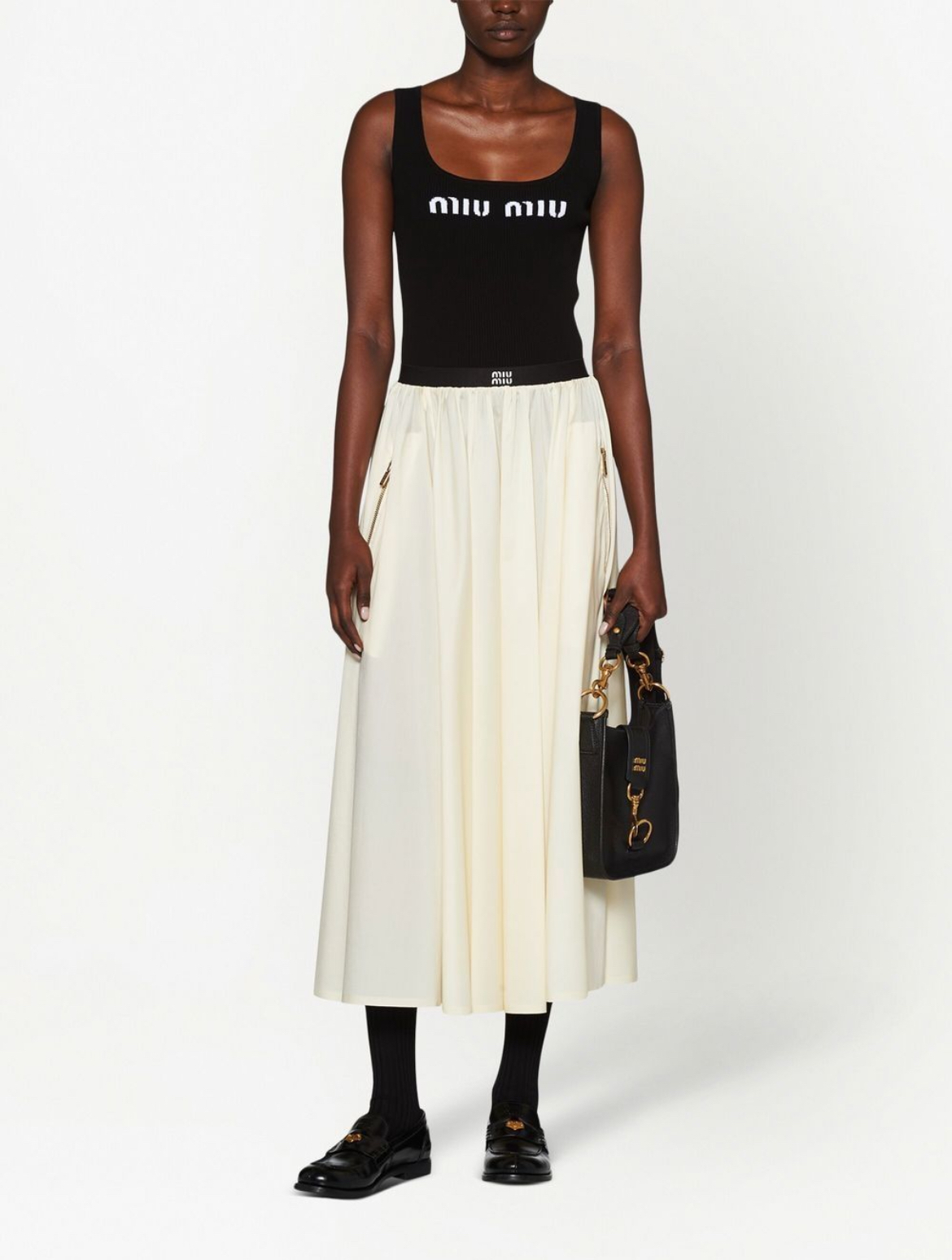 ミミタロ Miu Miu logo knit ribbed tank top