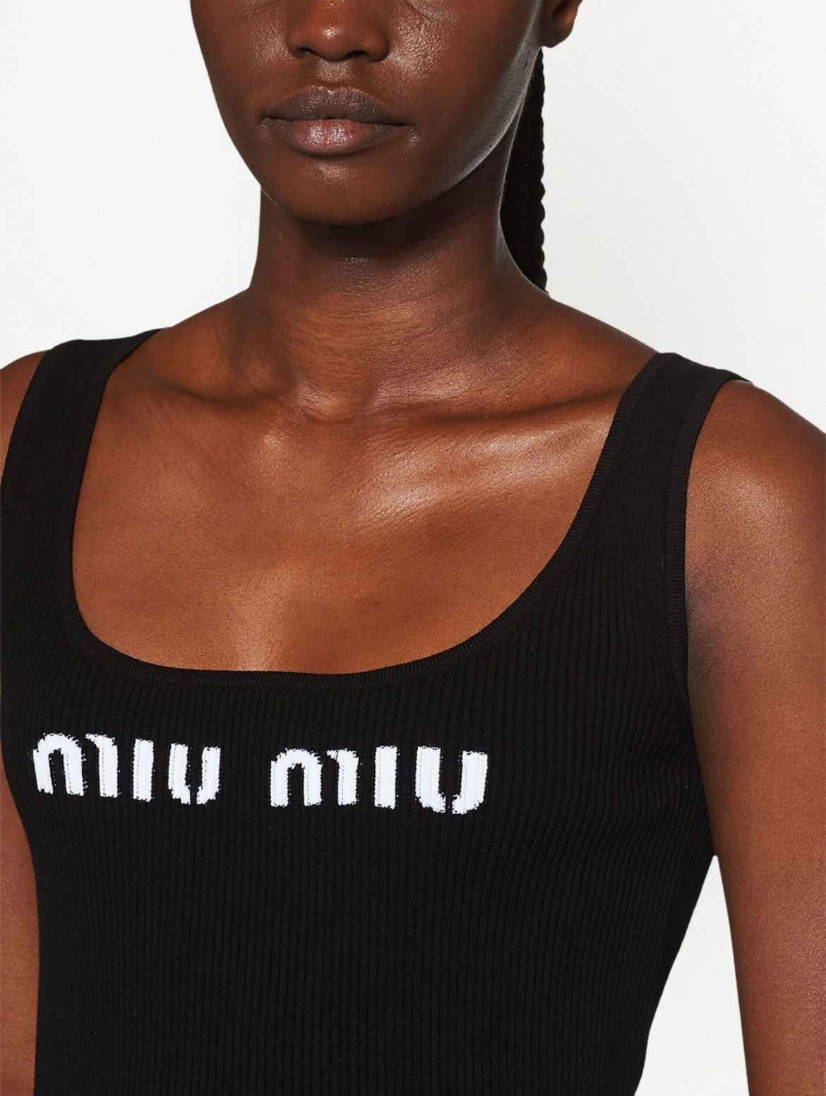 Miu Miu logo knit ribbed tank top