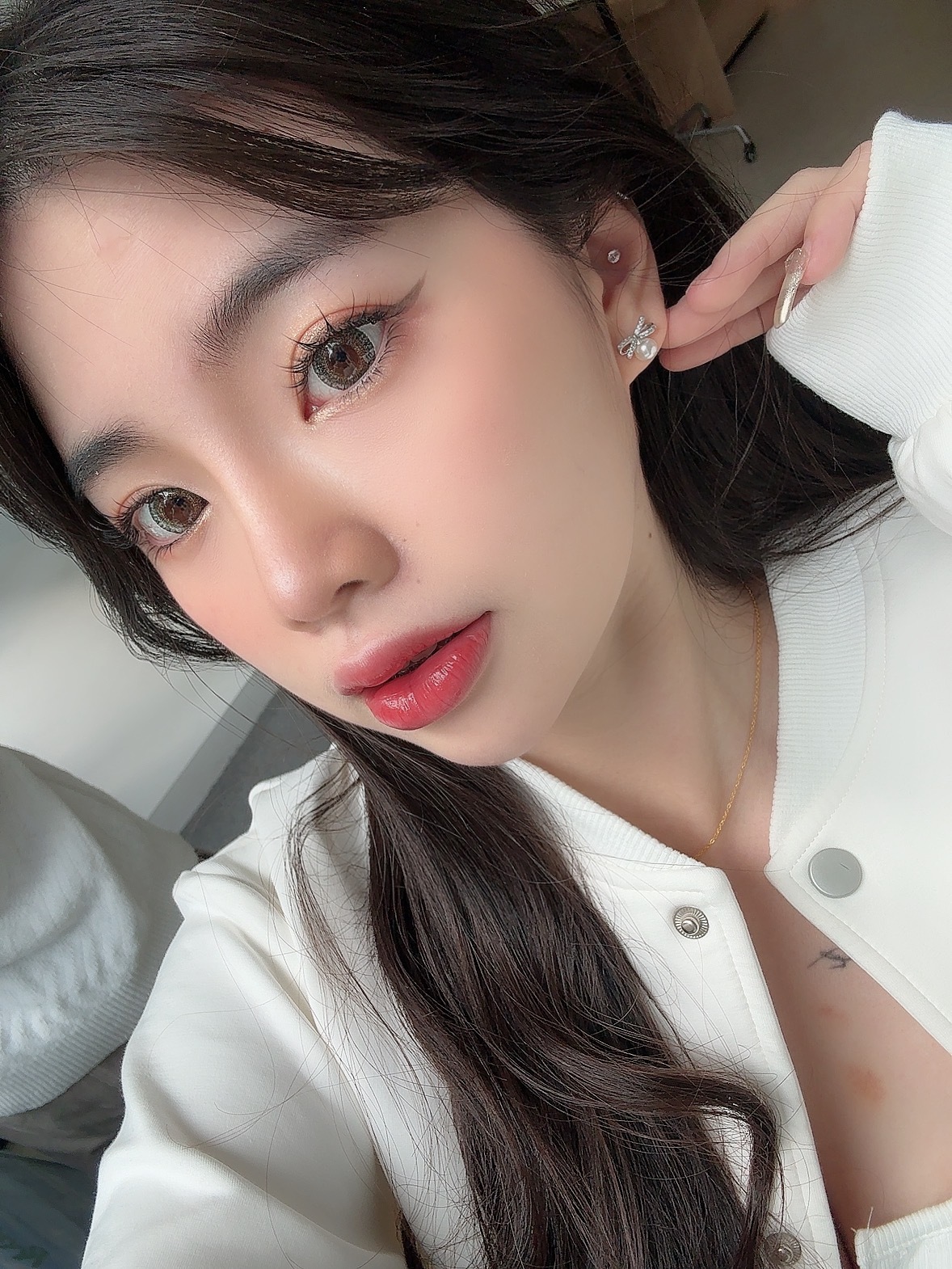 好Ｑ🎀蝴蝶結珍珠耳環