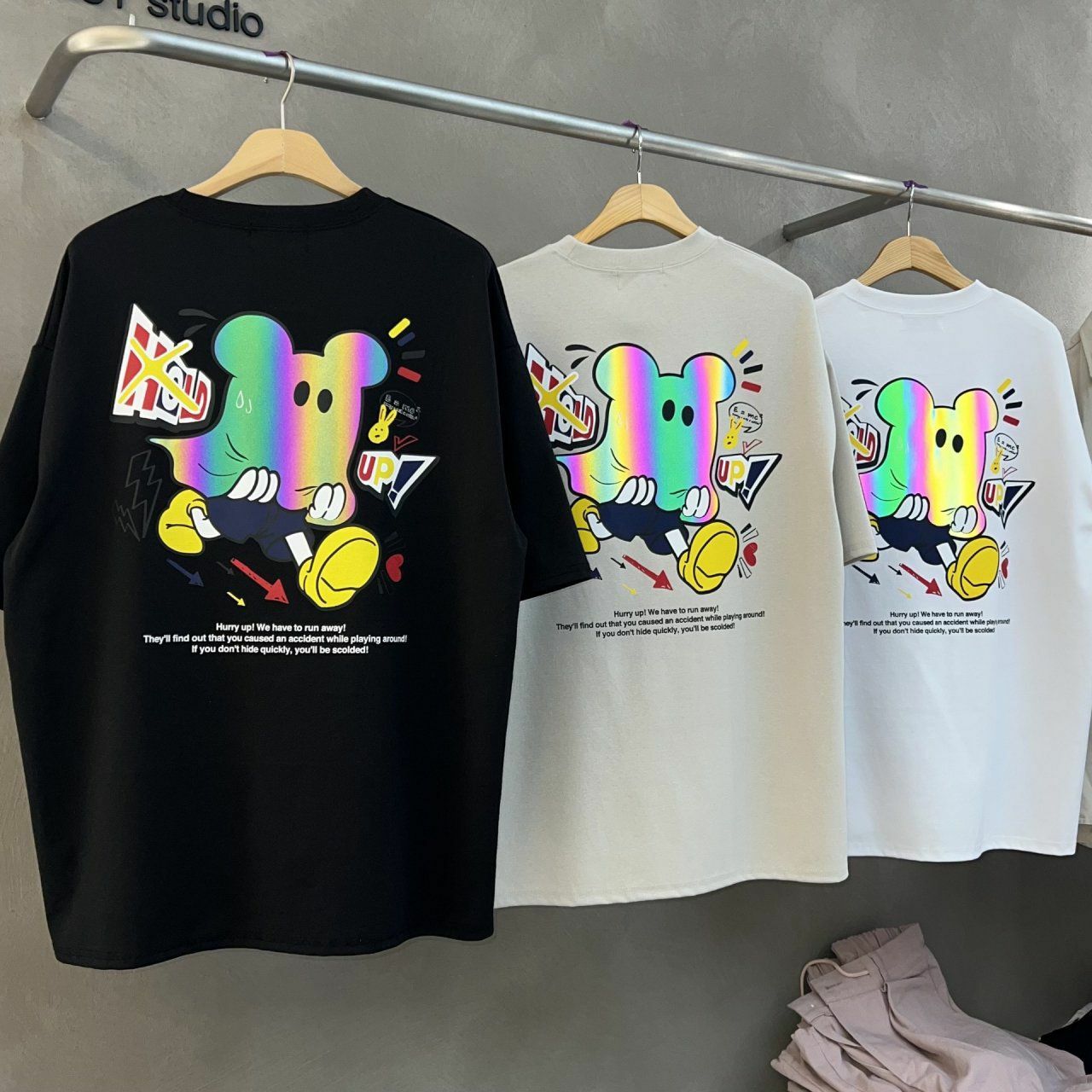 3M反光鬼臉圖案英文字短袖Tee BARON-077T