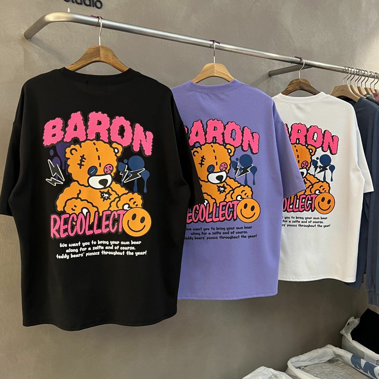 熊仔圖案英文字短袖Tee BARON-080T