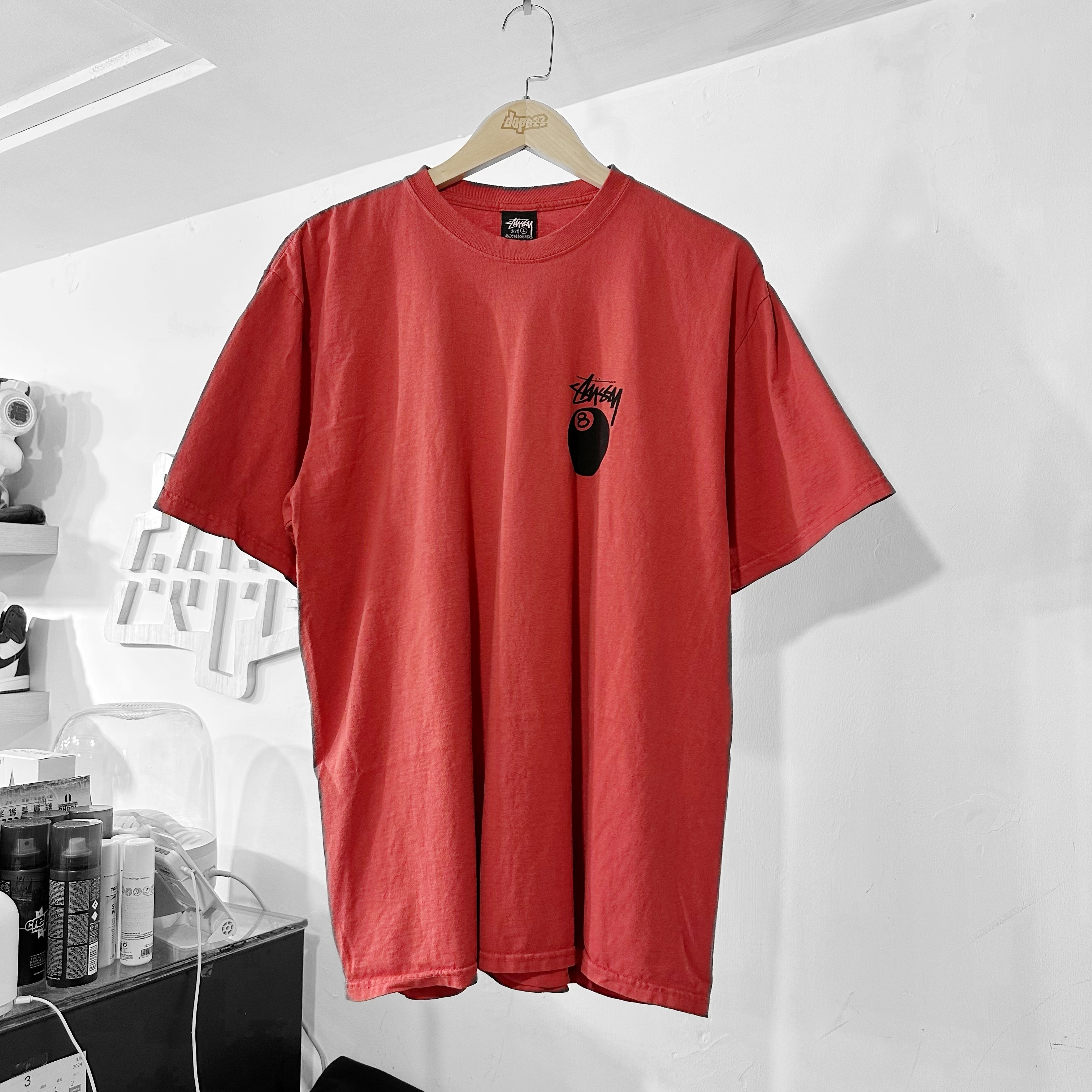 STUSSY SS24 8 BALL TEE PIGMENT DYED 🎱 Guava