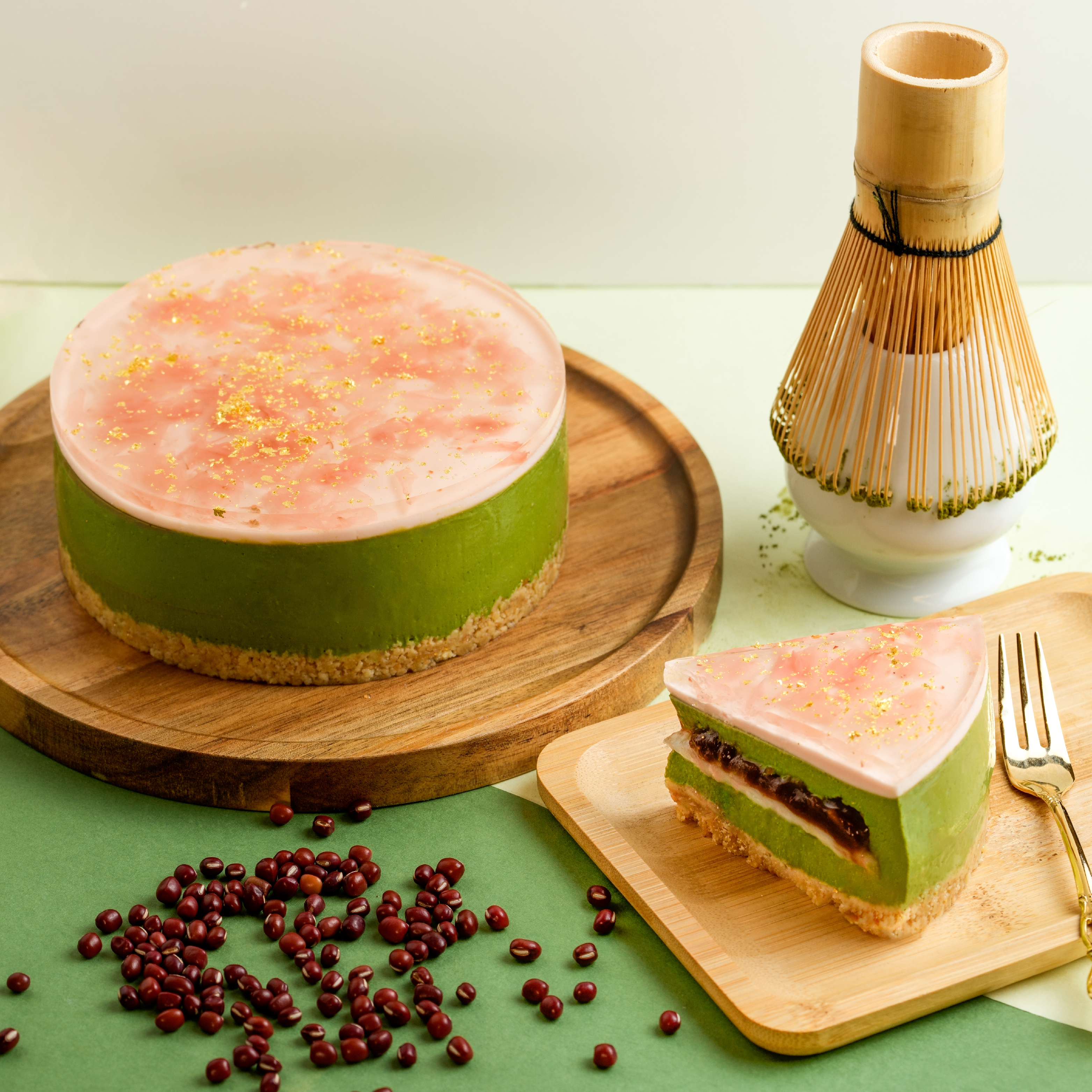 Matcha Sakura Greek Yogurt Cheese Cake