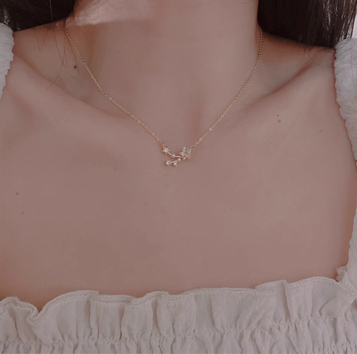 Fresh Sweet Star Zircon Pearl Dainty Necklace