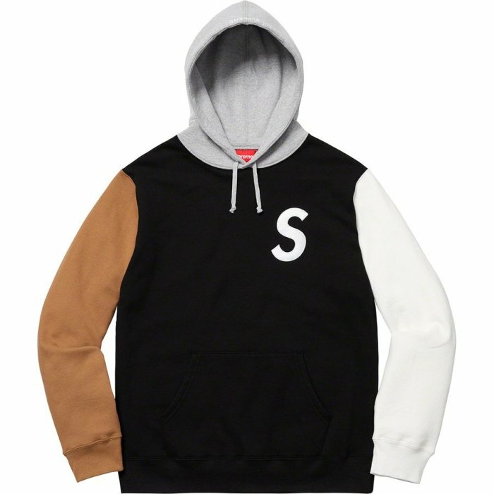 2019SS Supreme S Logo Colorblocked Hooded 刺繡 拼接 帽T 現貨