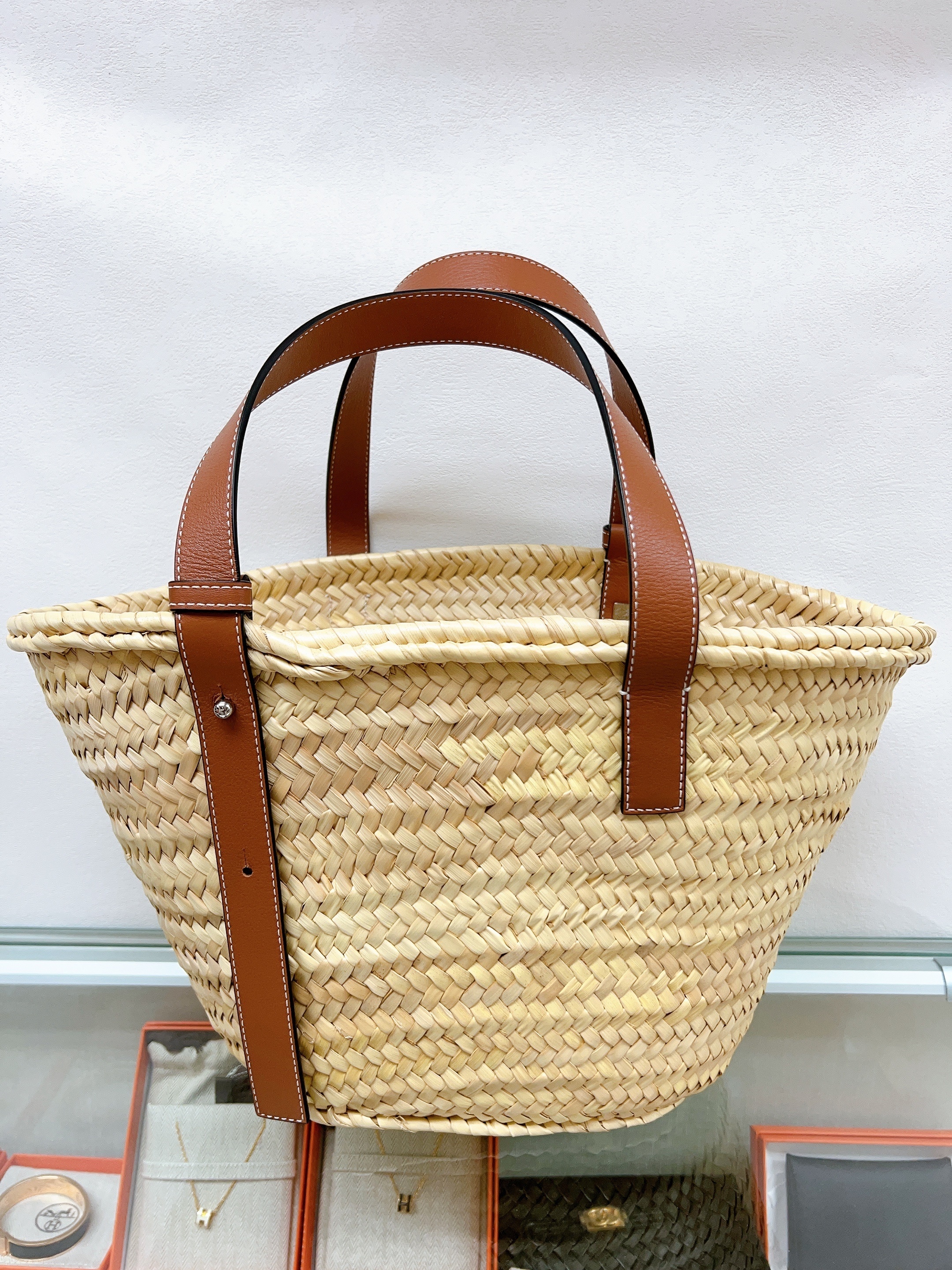 Loewe ibiza raffia basket tote