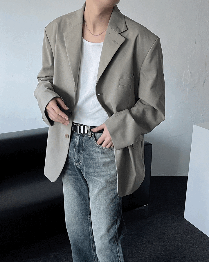 馬丁3鈕釦寬鬆休閒西裝外套