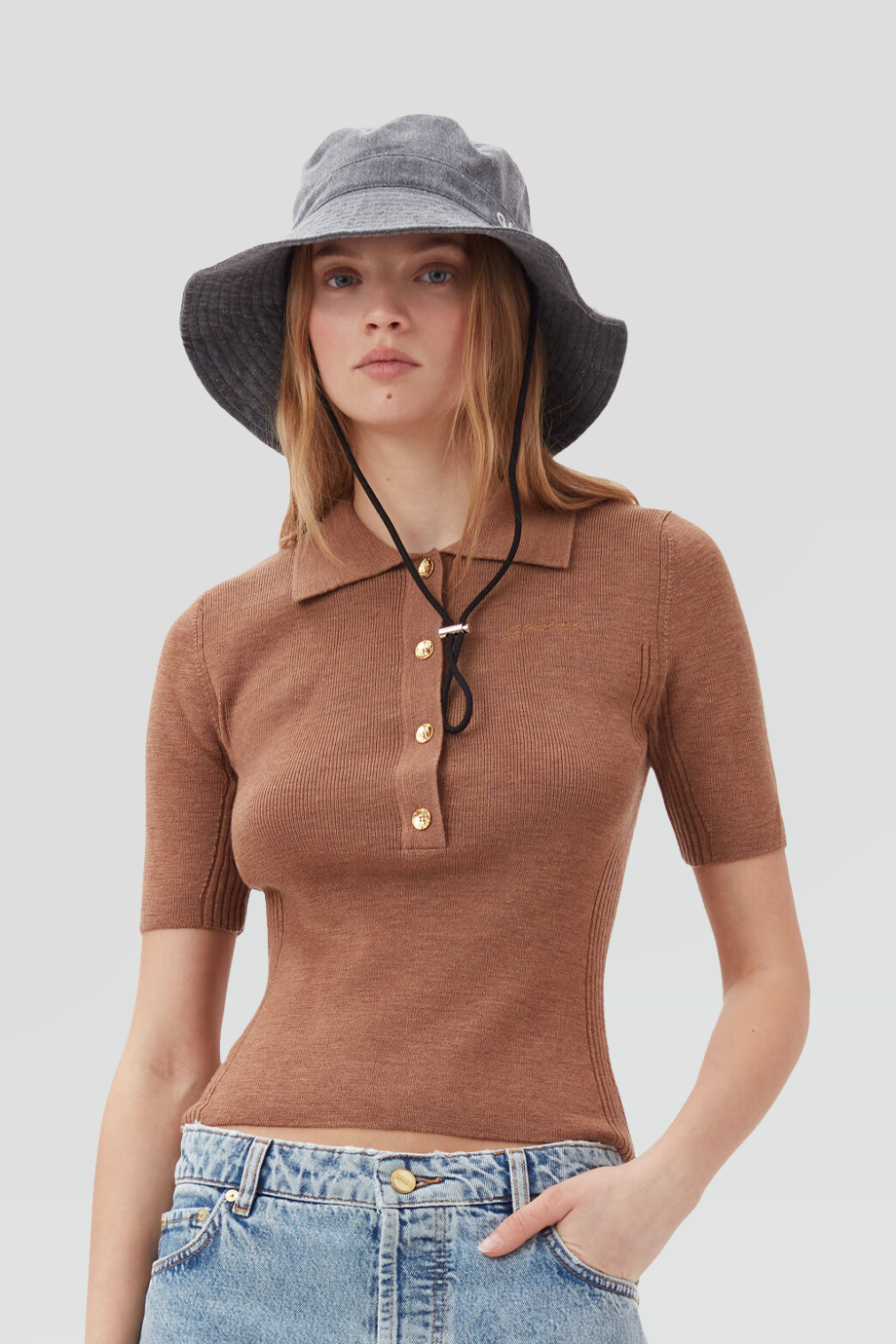 GANNI｜FISHERMAN 繫帶LOGO丹寧漁夫帽