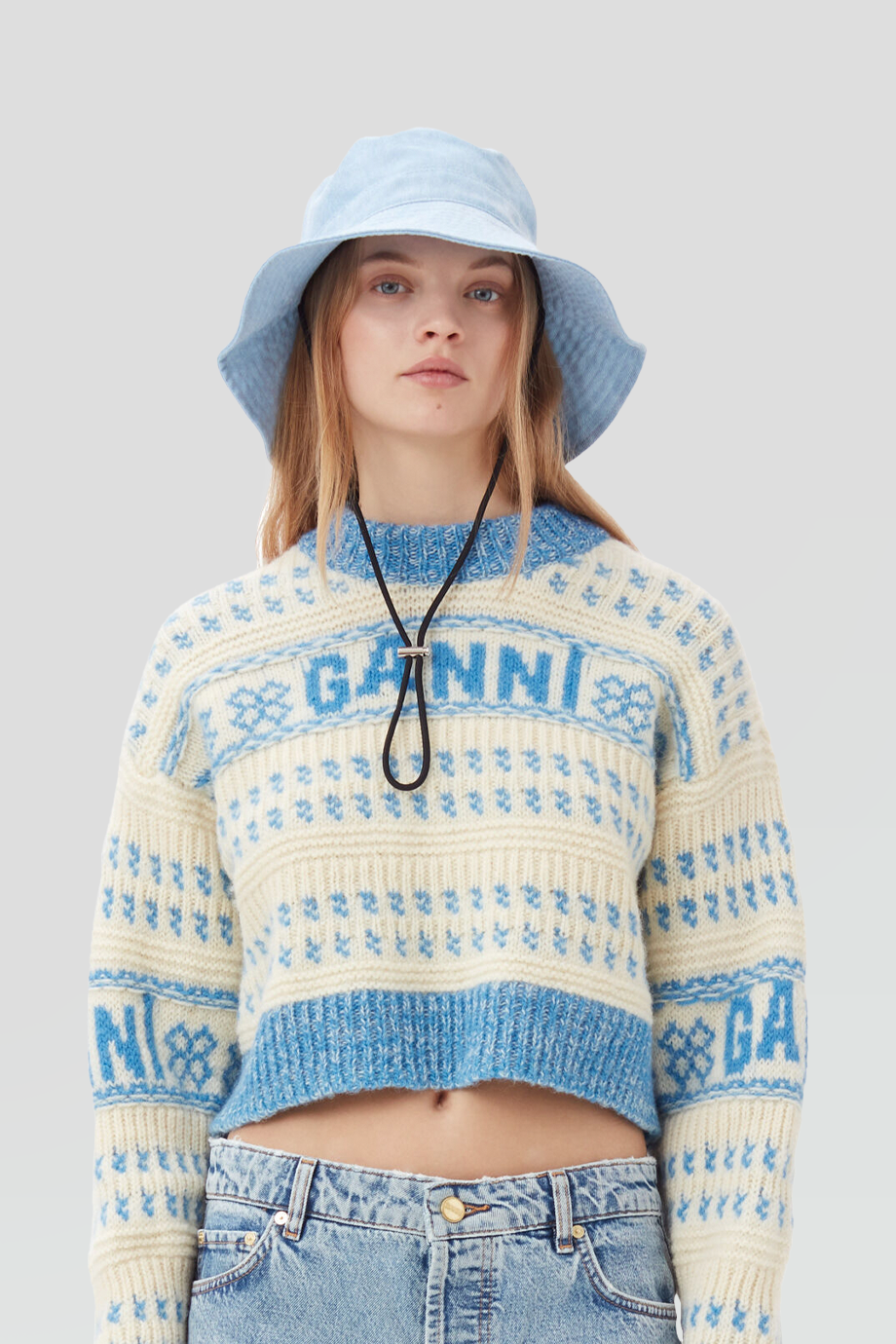 GANNI｜FISHERMAN 繫帶LOGO丹寧漁夫帽