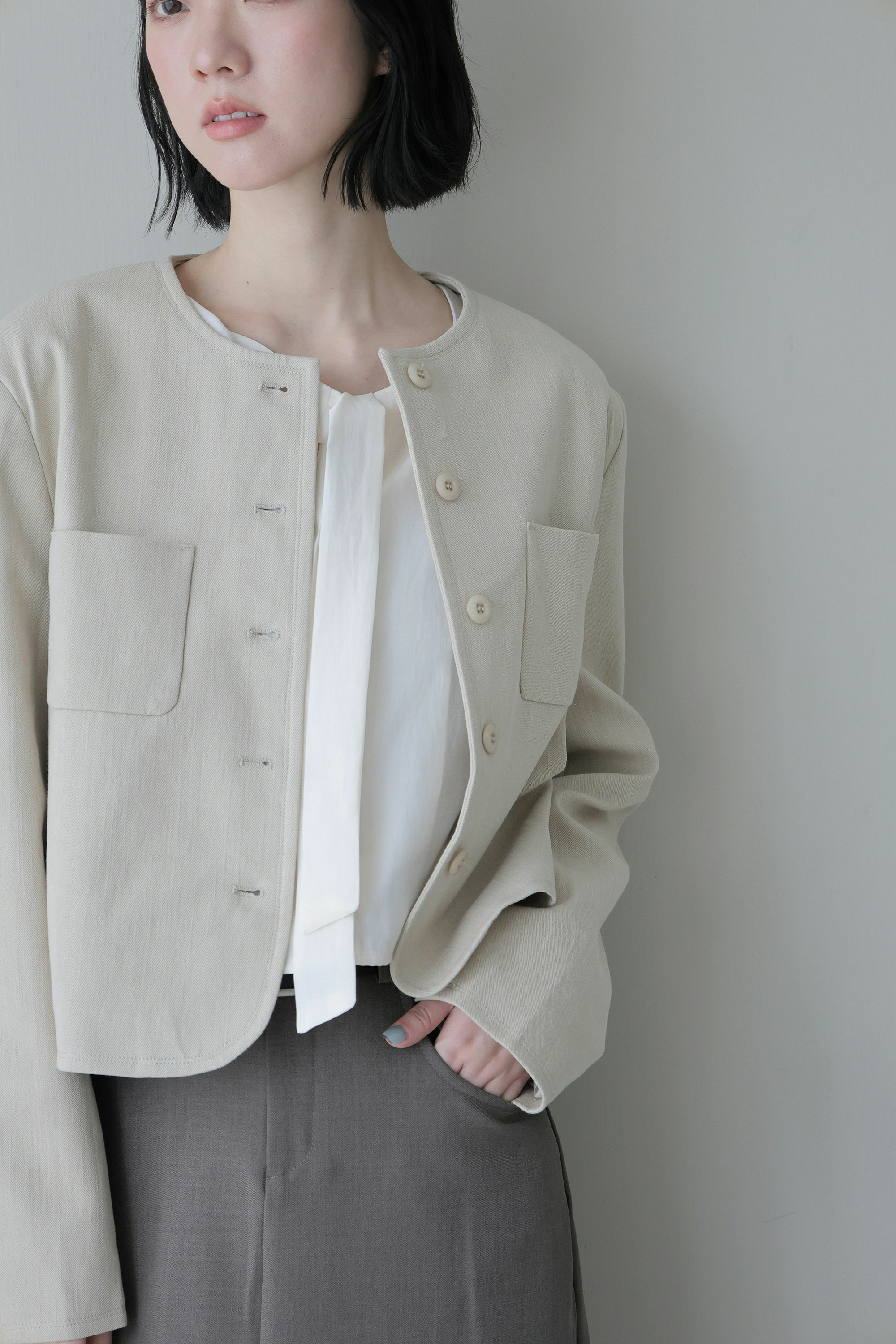 簡約圓領小香風西裝外套