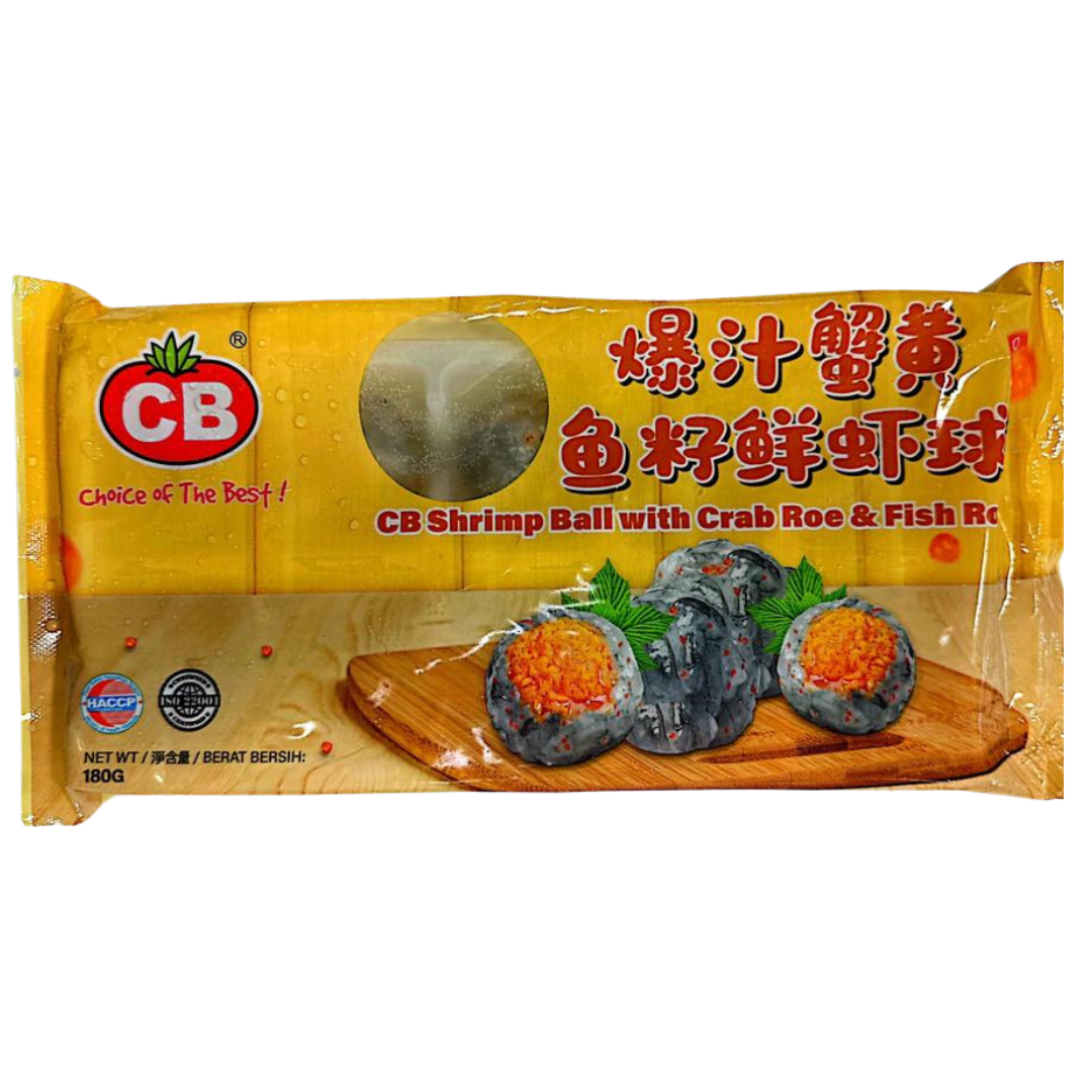 CB SHRIMP BALL WITH CRAB ROE & FISH ROE 【CB 爆汁蟹黄鱼籽鲜虾球】10PCS 180G±