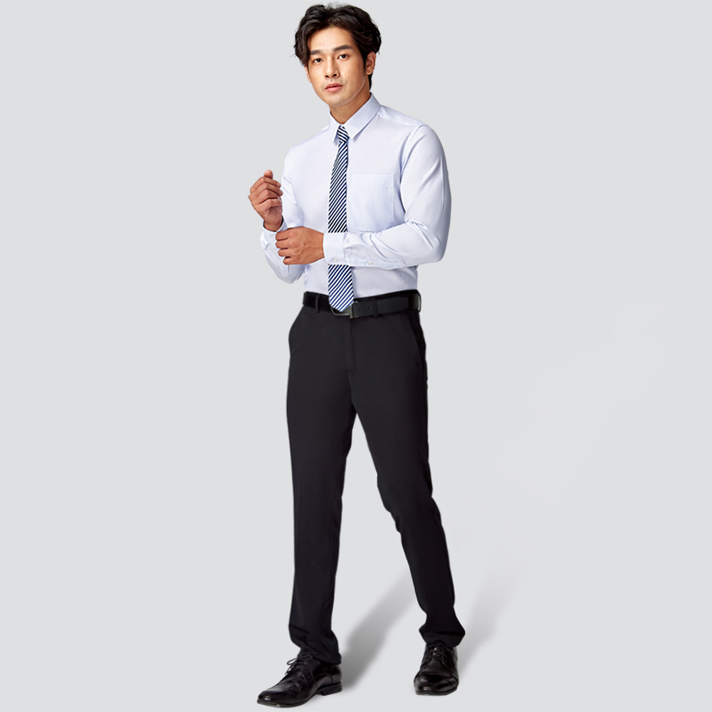 特級彈性修身平面西裝褲-黑