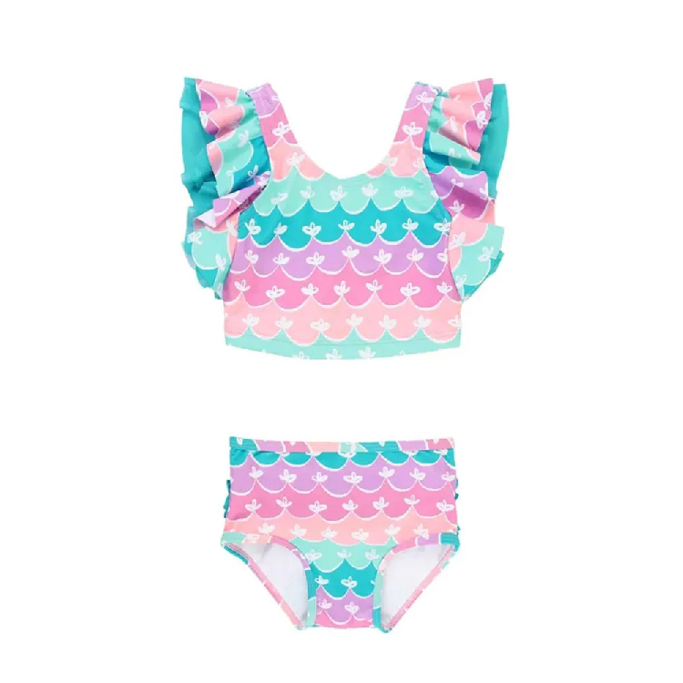 美國Ruffle Butts-「美人魚蝴蝶、花卉荷葉邊、長春藍色、彩虹花蝴蝶」坦克尼尼 兩件式無袖泳裝 抗UV