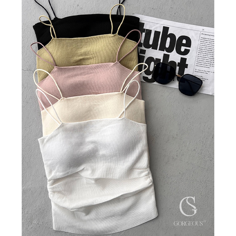 G1269 現貨「 細肩抓皺BRA TOP」