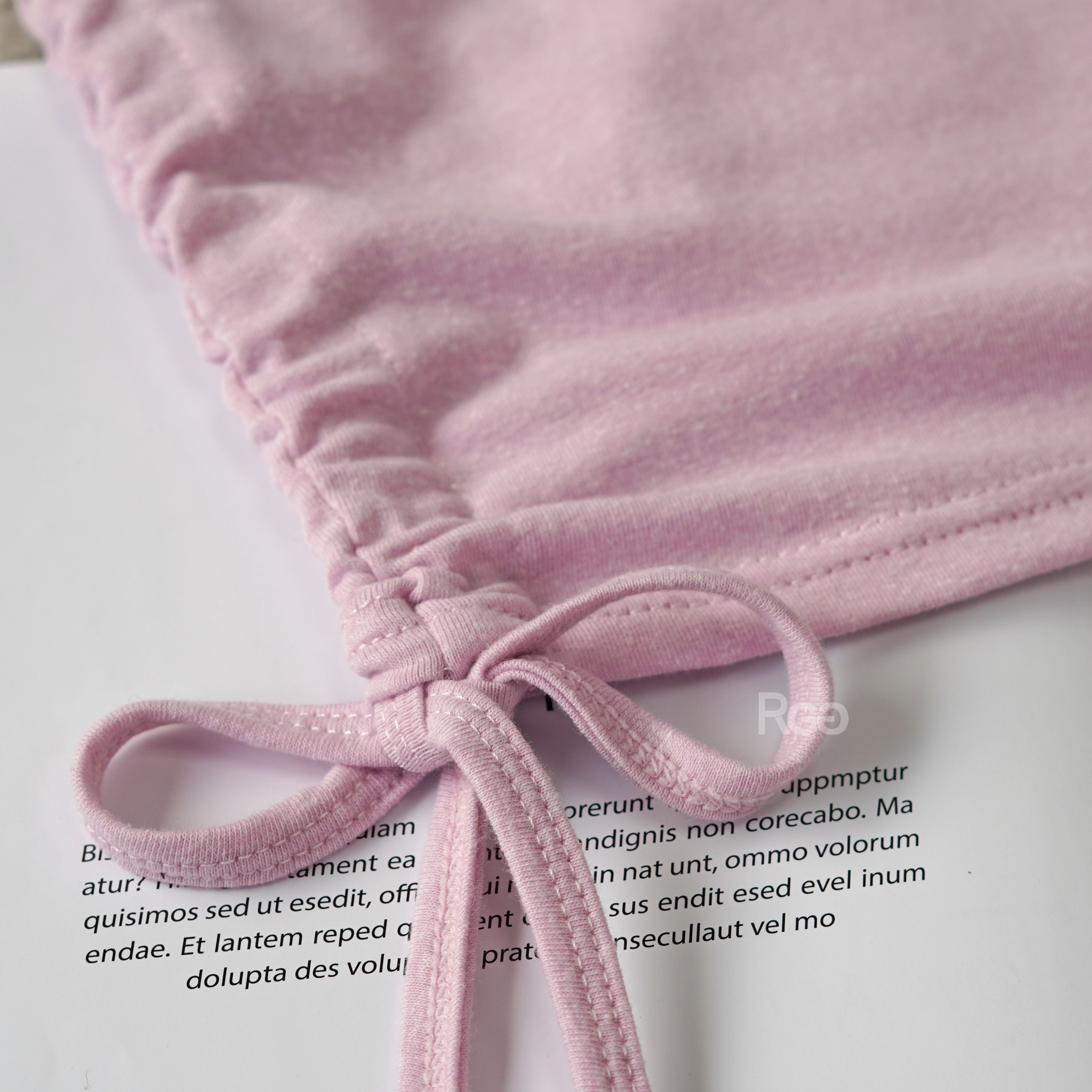 #6376 側綁帶蝴蝶結短版短T綁帶細節照