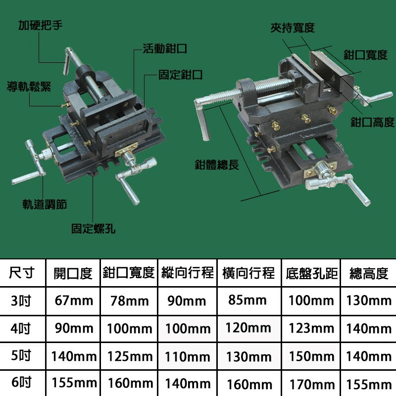 附發票｜AS004｜ASAHI 十字平口鉗 精密十字鉗 重型臺鉗 經久耐用 夾鉗 夾具固定 鑽床夾鉗