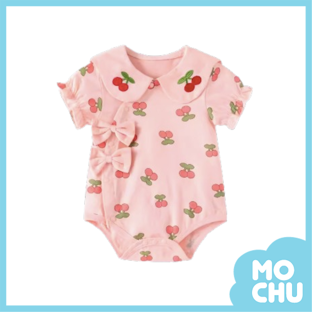 (59cm現貨)淑女櫻桃短袖包屁衣