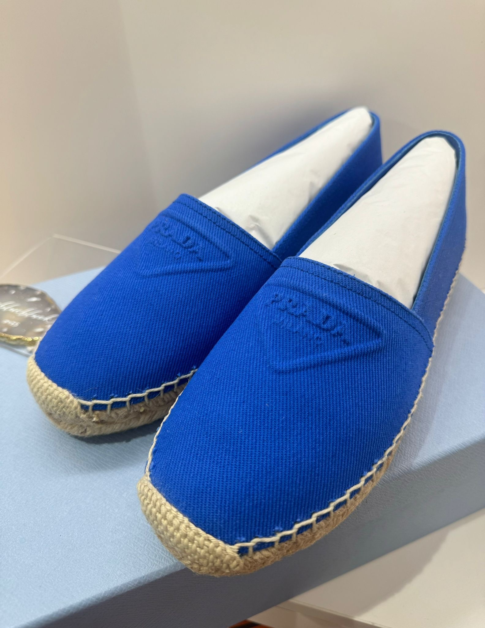 PRADA 藍色牛仔布草鞋 size 38
