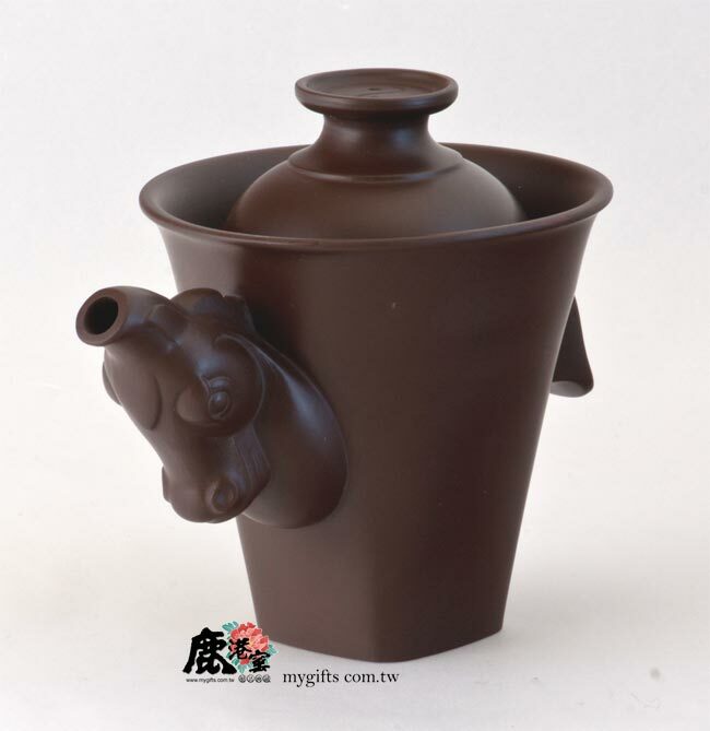 鹿港窯禮品館│意象紫砂茶壺【馬上賺錢(太極)】