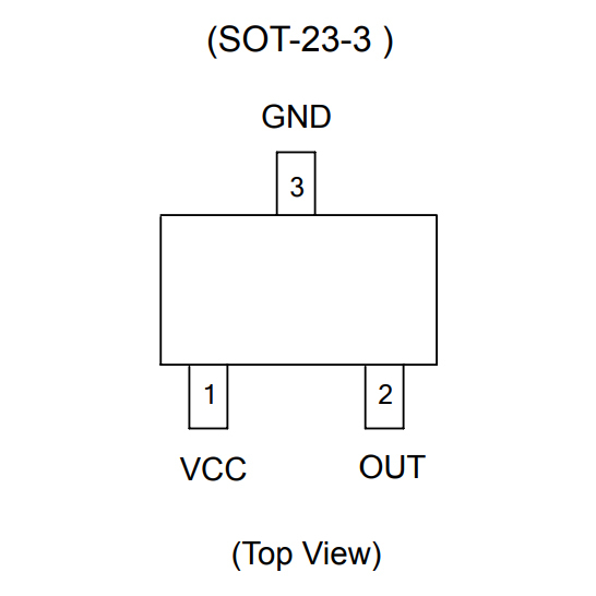 AH49E 霍爾感測器(SOT23),腳位說明