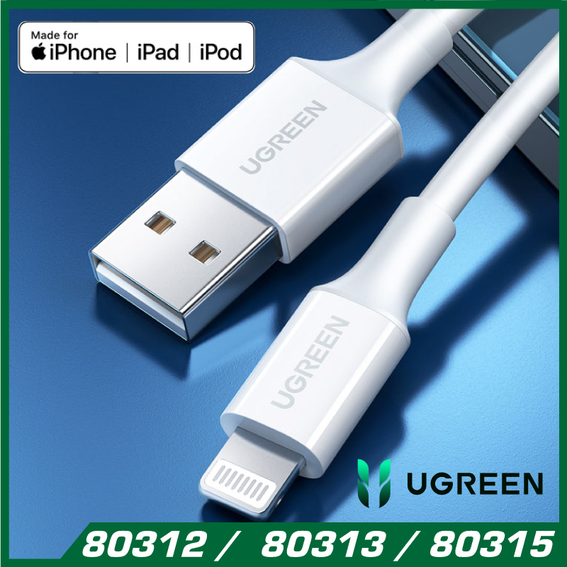 UGREEN - MFI Lightning蘋果數據充電線 支持2.4A快充電流 (80312/80313) (0.25M/0.5M)