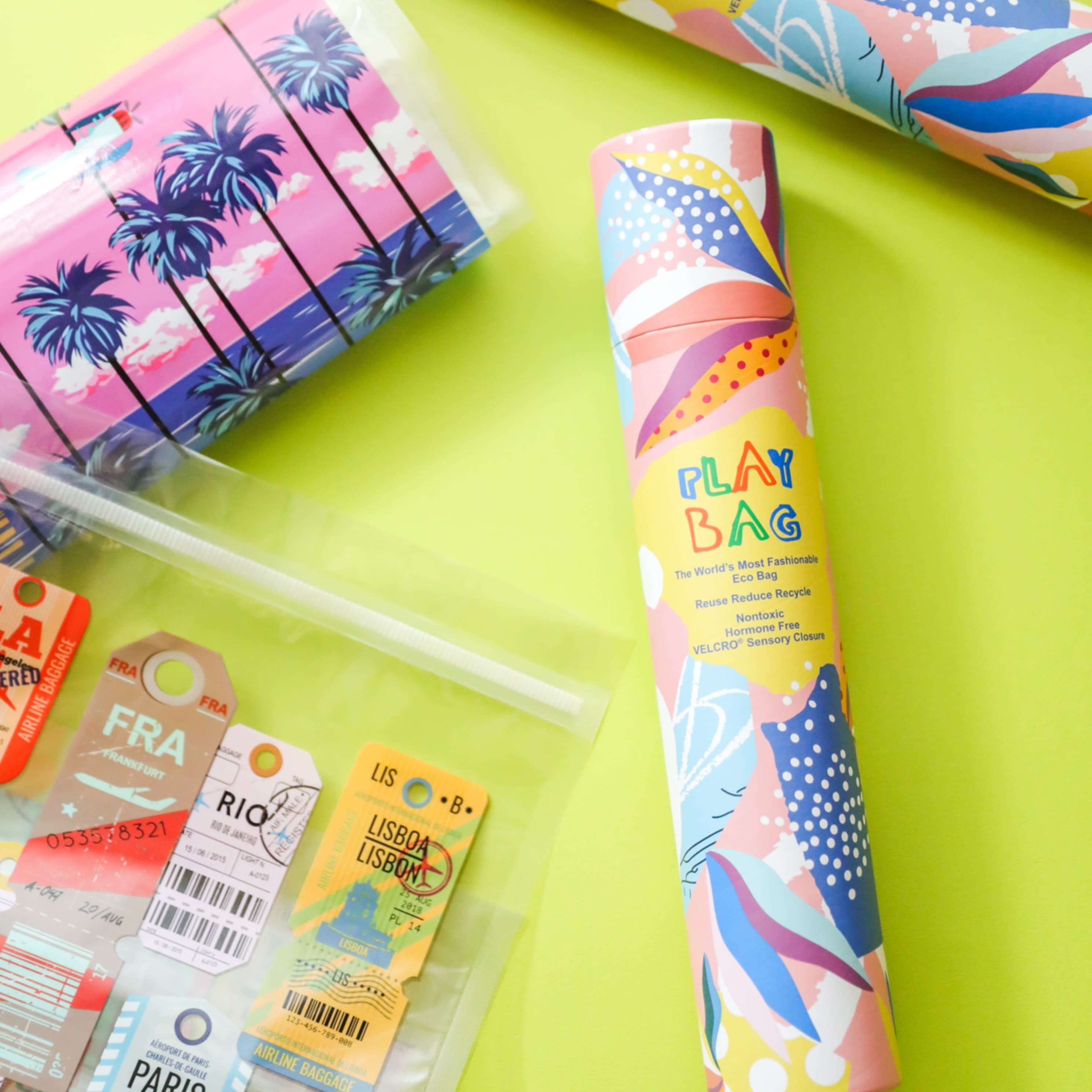 PLAY BAG 世界旅行家魔鬼氈環保袋-綜合包(大型/8入)