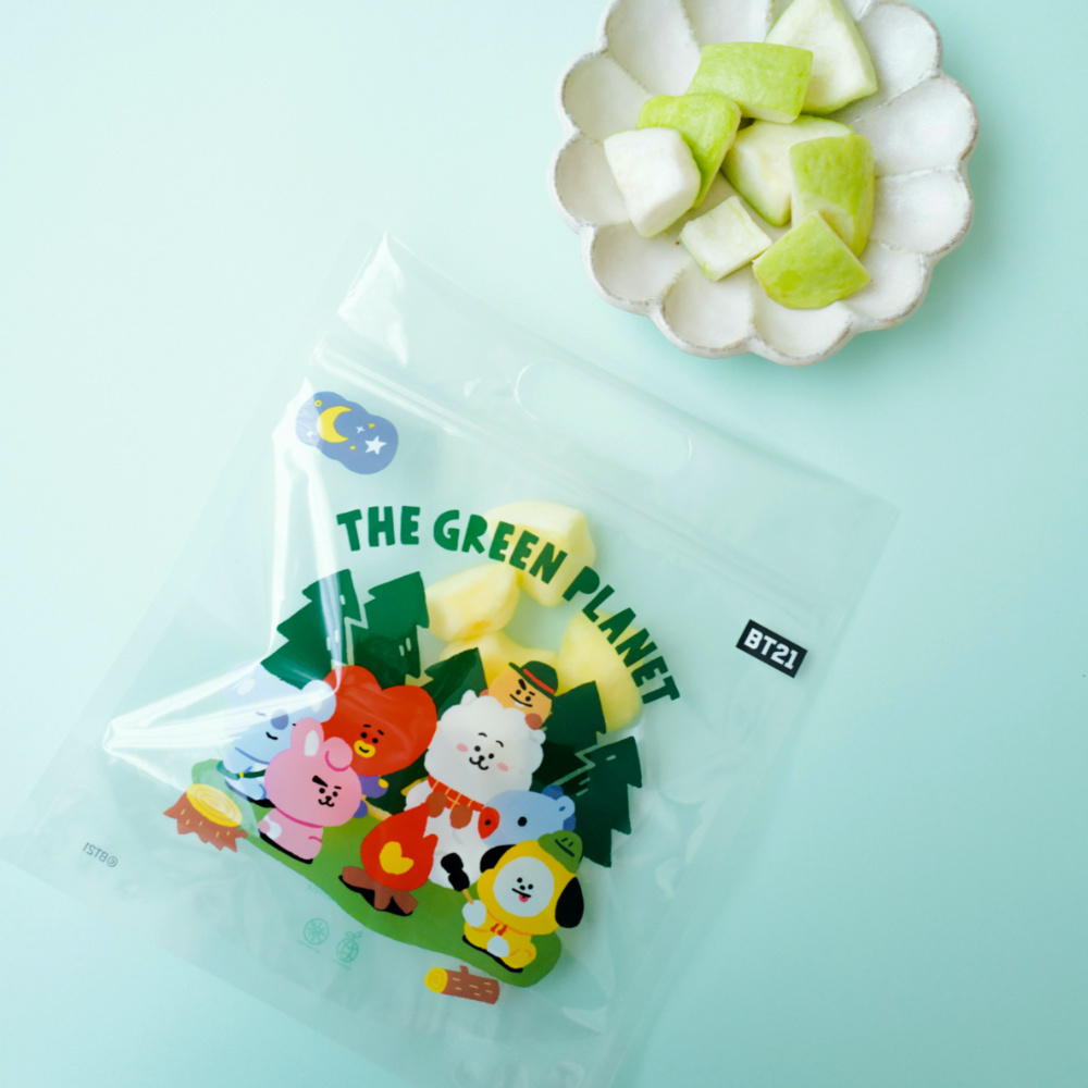 PLAY BAG BT21 營火派對抗菌手提環保夾鏈袋(中型/8入)