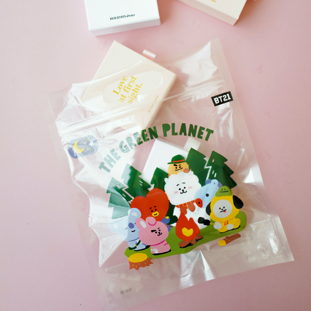 PLAY BAG BT21 營火派對抗菌手提環保夾鏈袋(中型/8入)