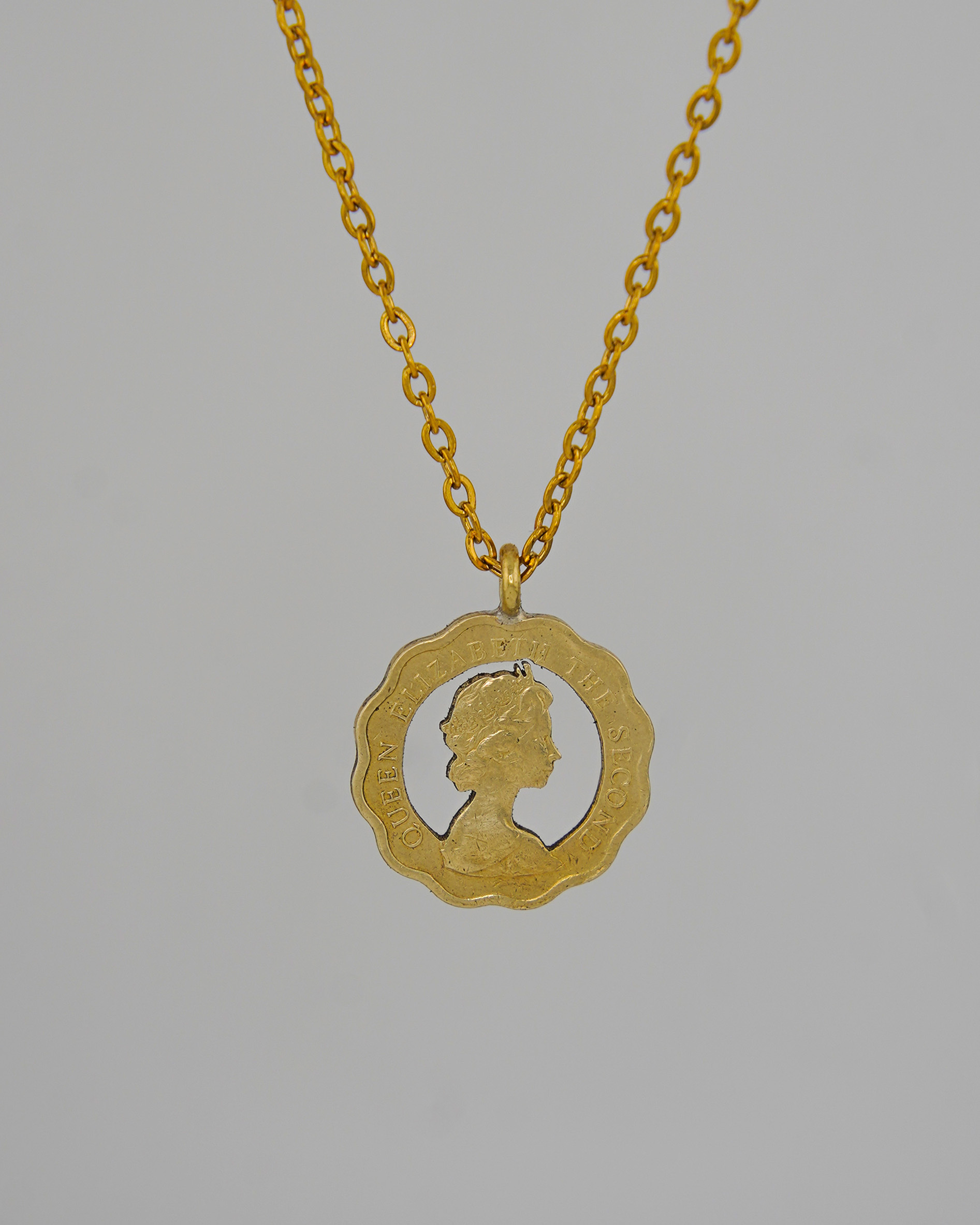 香港兩毫硬幣英女皇頭像剪影頸鏈