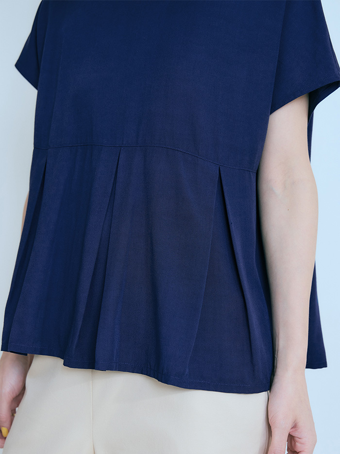 留夜伴摺短袖上衣-曬月