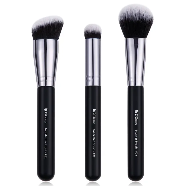 DUcare - [Pack of 3] Makeup Brush Set (Foundation Brush + Concealer Brush + Rouge Brush)