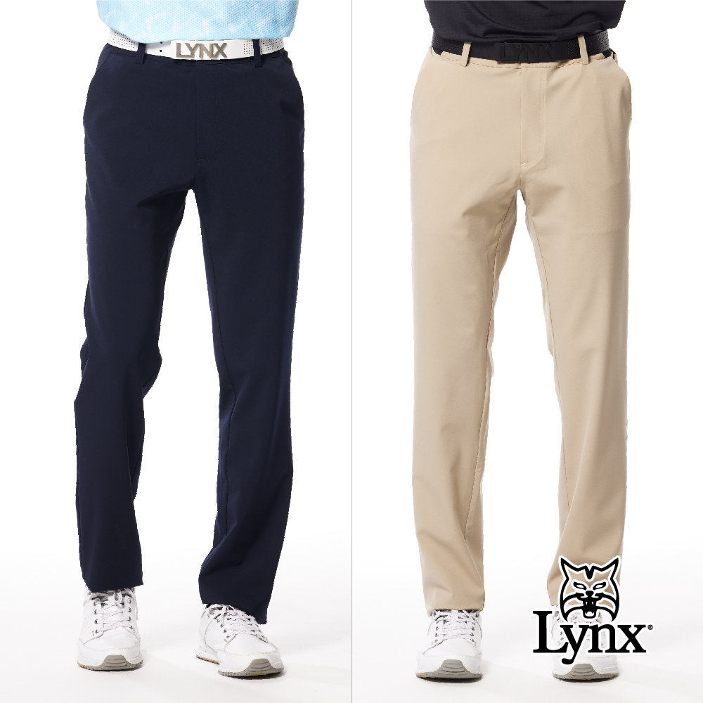 【Lynx Golf】日本面料吸排涼感配布造型口袋貼膜平口休閒長褲