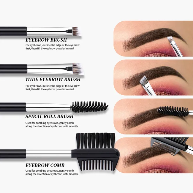 DUcare - [Pack of 2] Dual-ended Eyebrow Comb + Dual-ended Eyebrow Brush