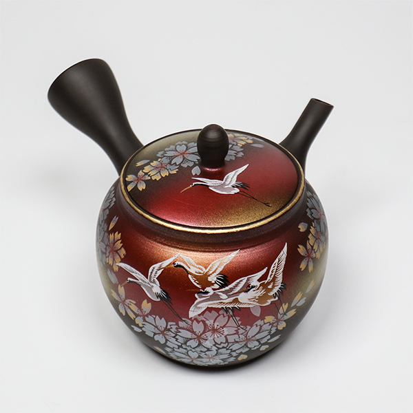 【玉光】燻櫻鶴 橫手急須0.3L