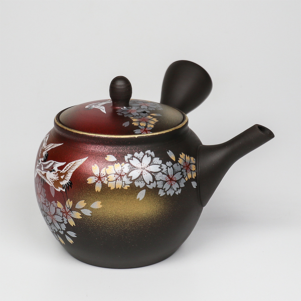 【玉光】燻櫻鶴 橫手急須0.3L