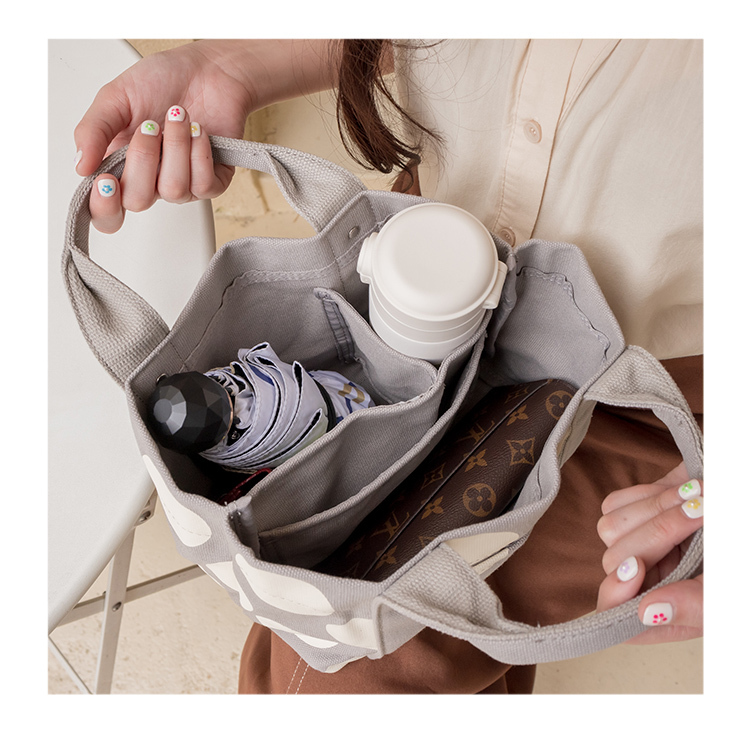 日本同步多隔層厚磅圓點帆布托特包 KIMIKO