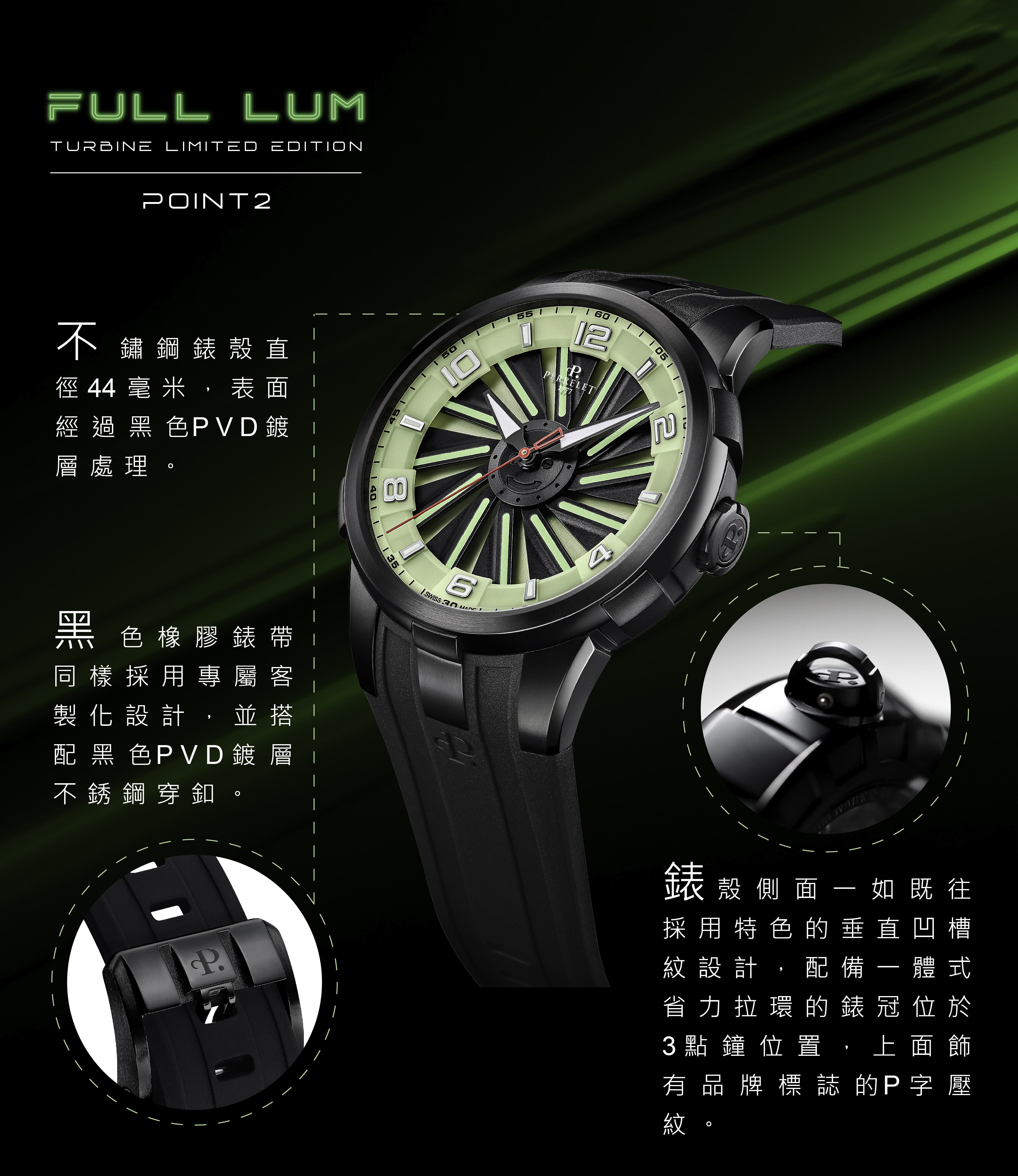 PERRELET 沛力錶 TURBINE FULL LUM LIMITED| A1098/S1