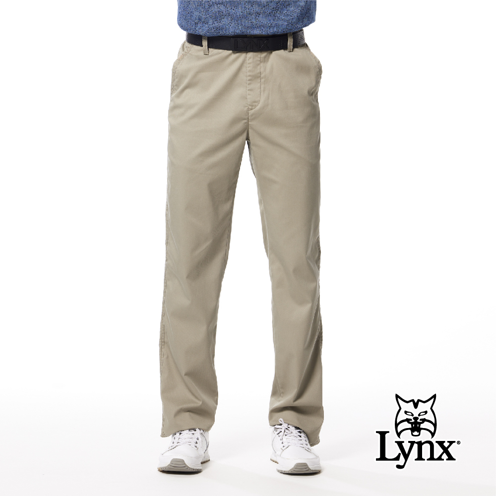 【Lynx Golf】精選縲縈基本款後袋Lynx繡花平面休閒長褲
