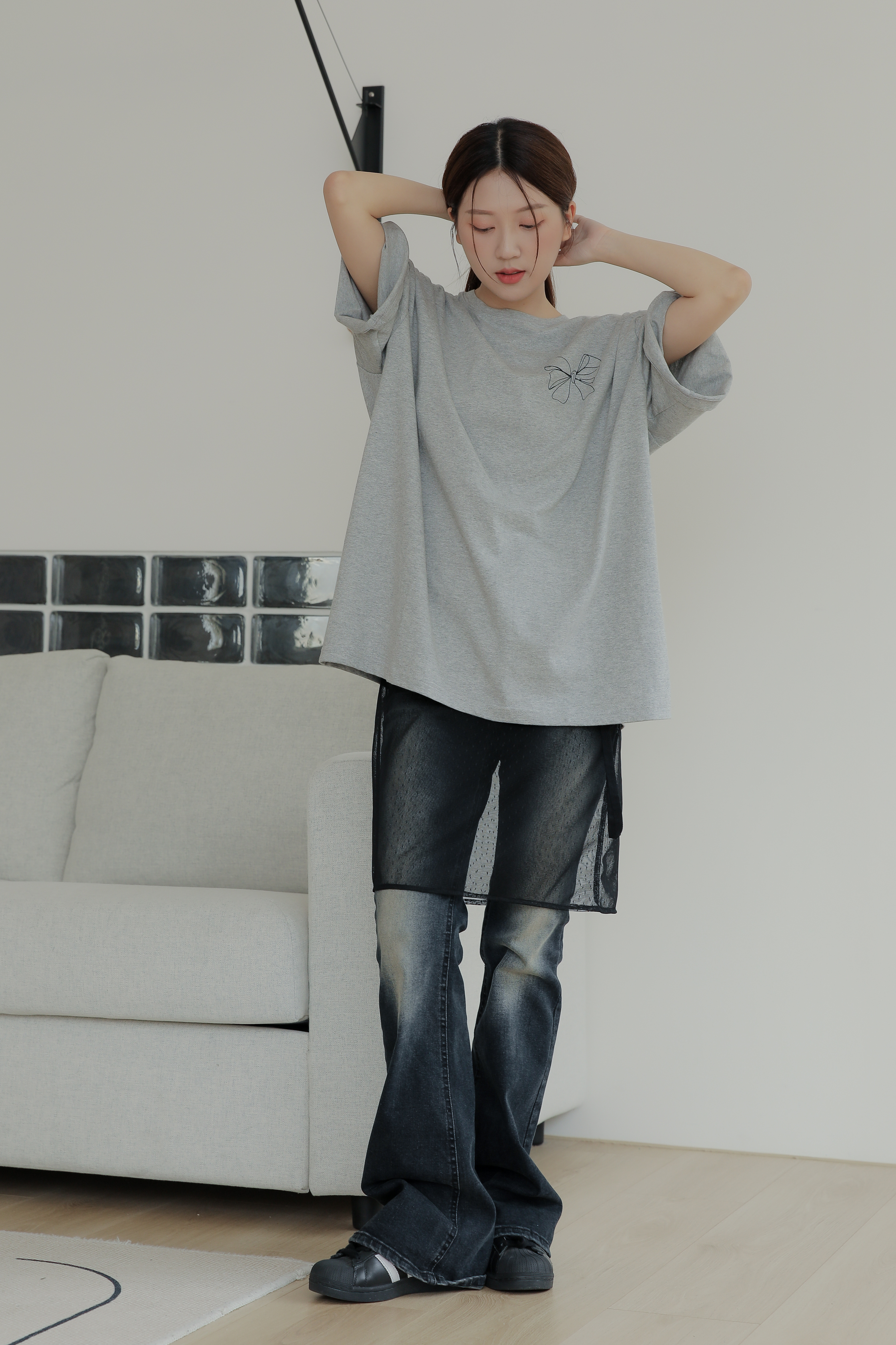 Blue Black Boot Cut Denim Pants #靴型褲