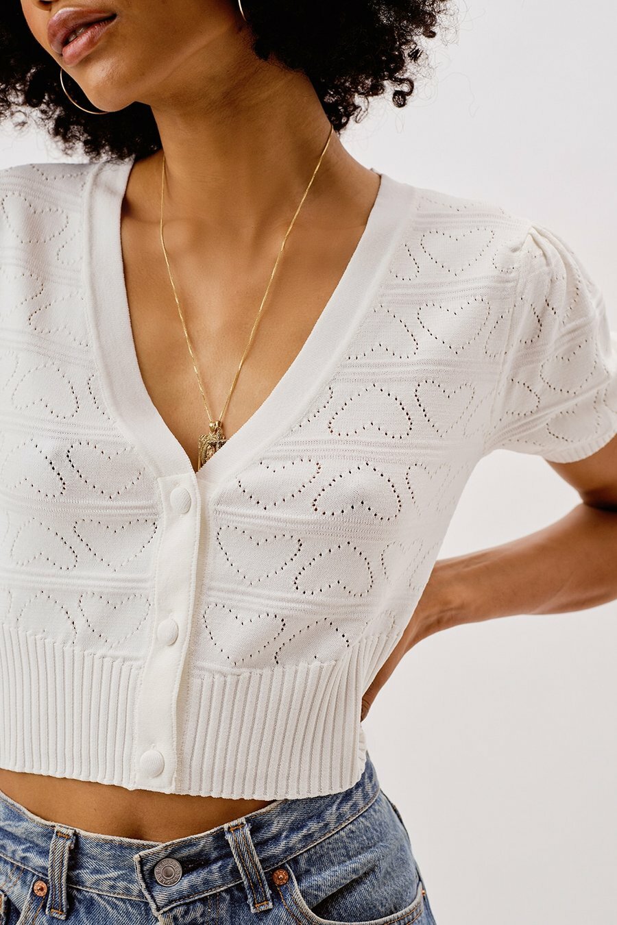 Neve Crop Tank 白色針織套裝