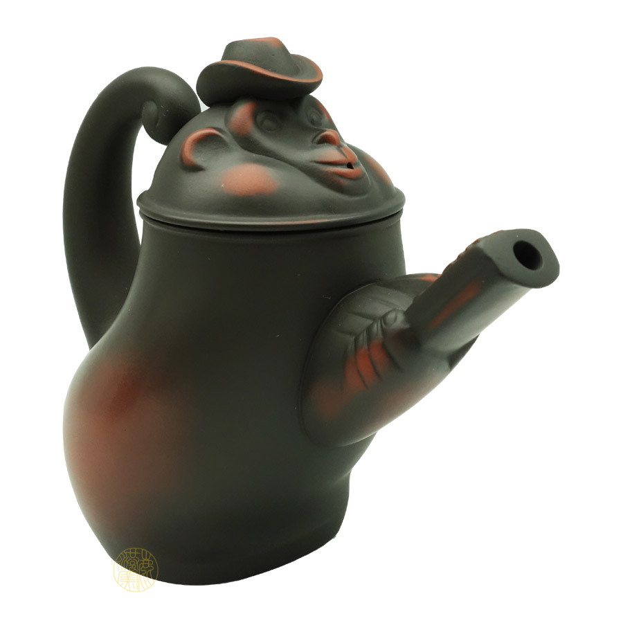 鹿港窯禮品館│意象紫砂茶壺【猴禮讚】
