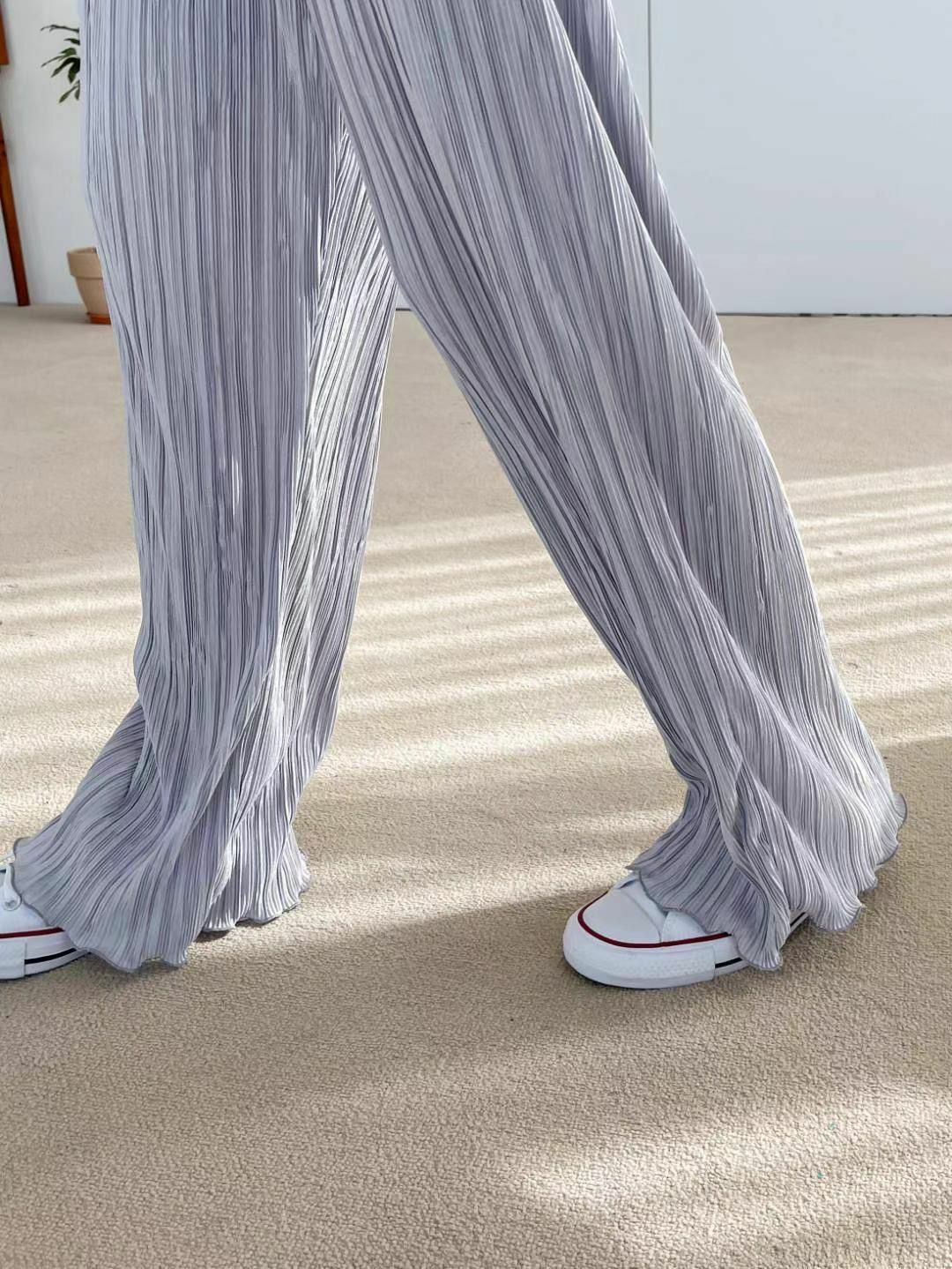 Shiny摺摺褲(灰銀色)