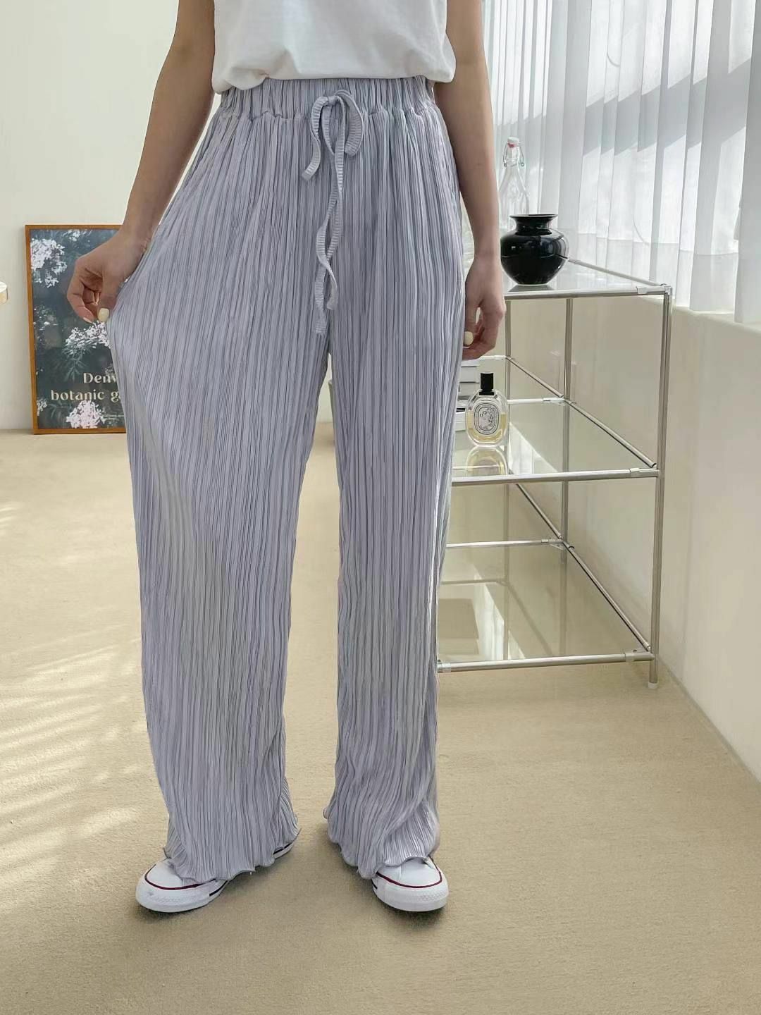 Shiny摺摺褲(灰銀色)