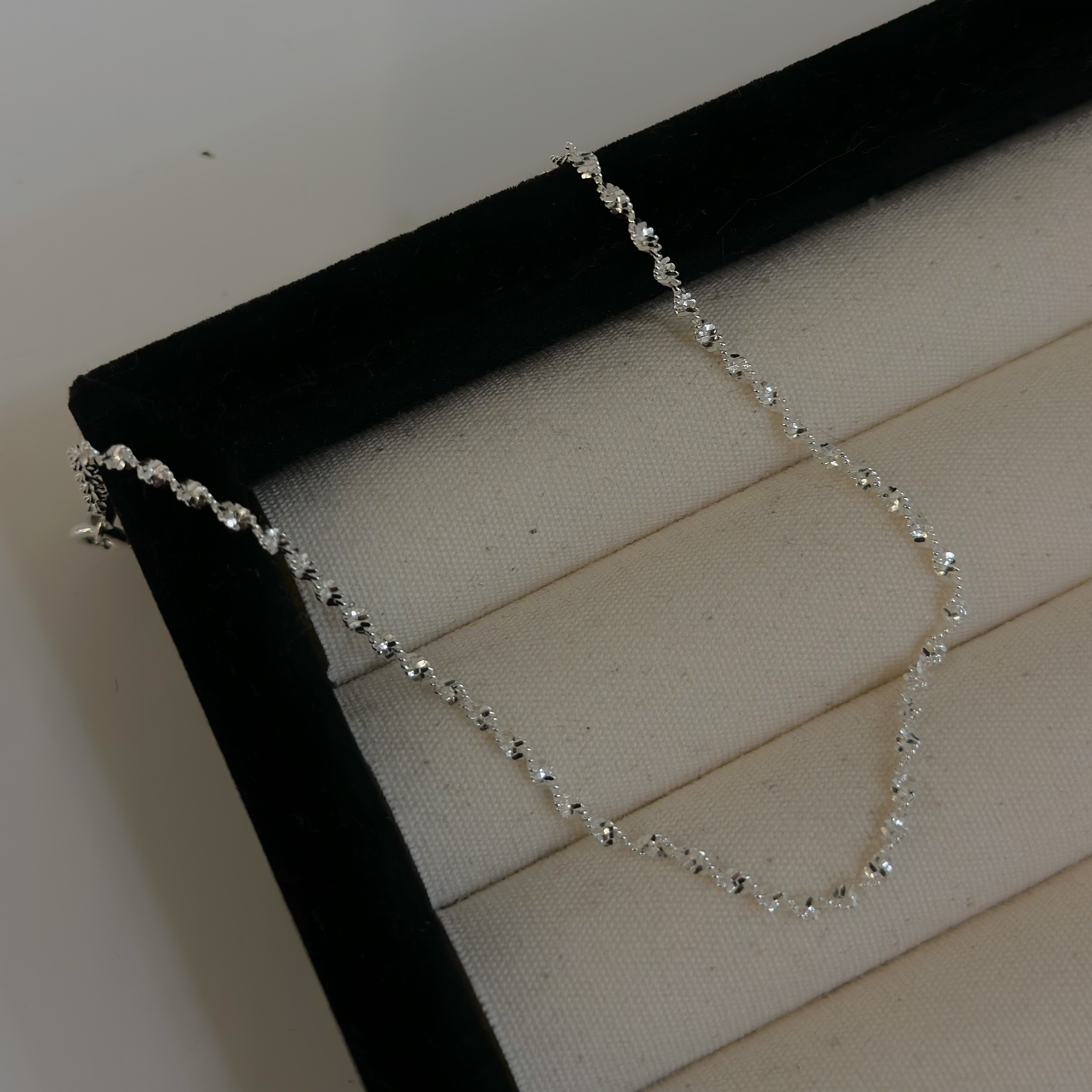 【腳鍊】細膩．波浪切割純銀腳鍊