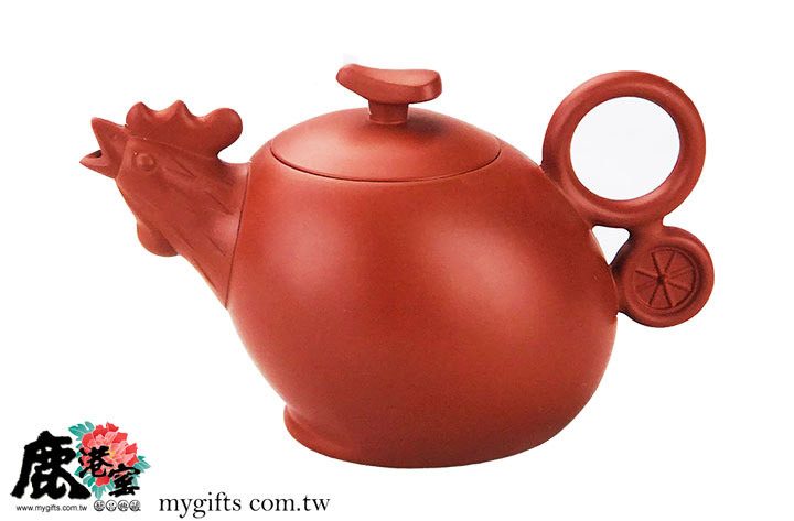 鹿港窯禮品館│意象十二生肖【奇蹟(雞)壺】 朱砂泥