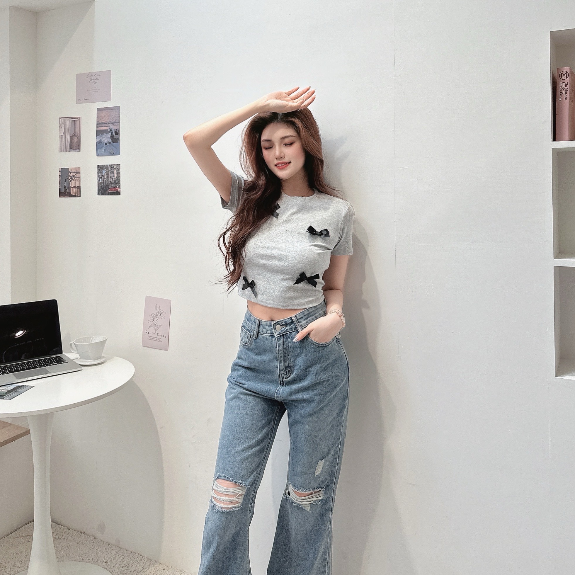 緞帶蝴蝶結棉TEE/三色